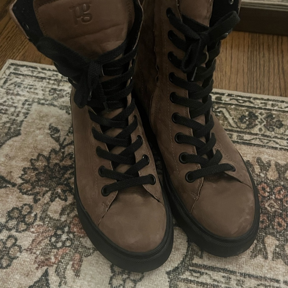 Paul Green Women Jackson Fine Brown Suede Combat Boots size 7US